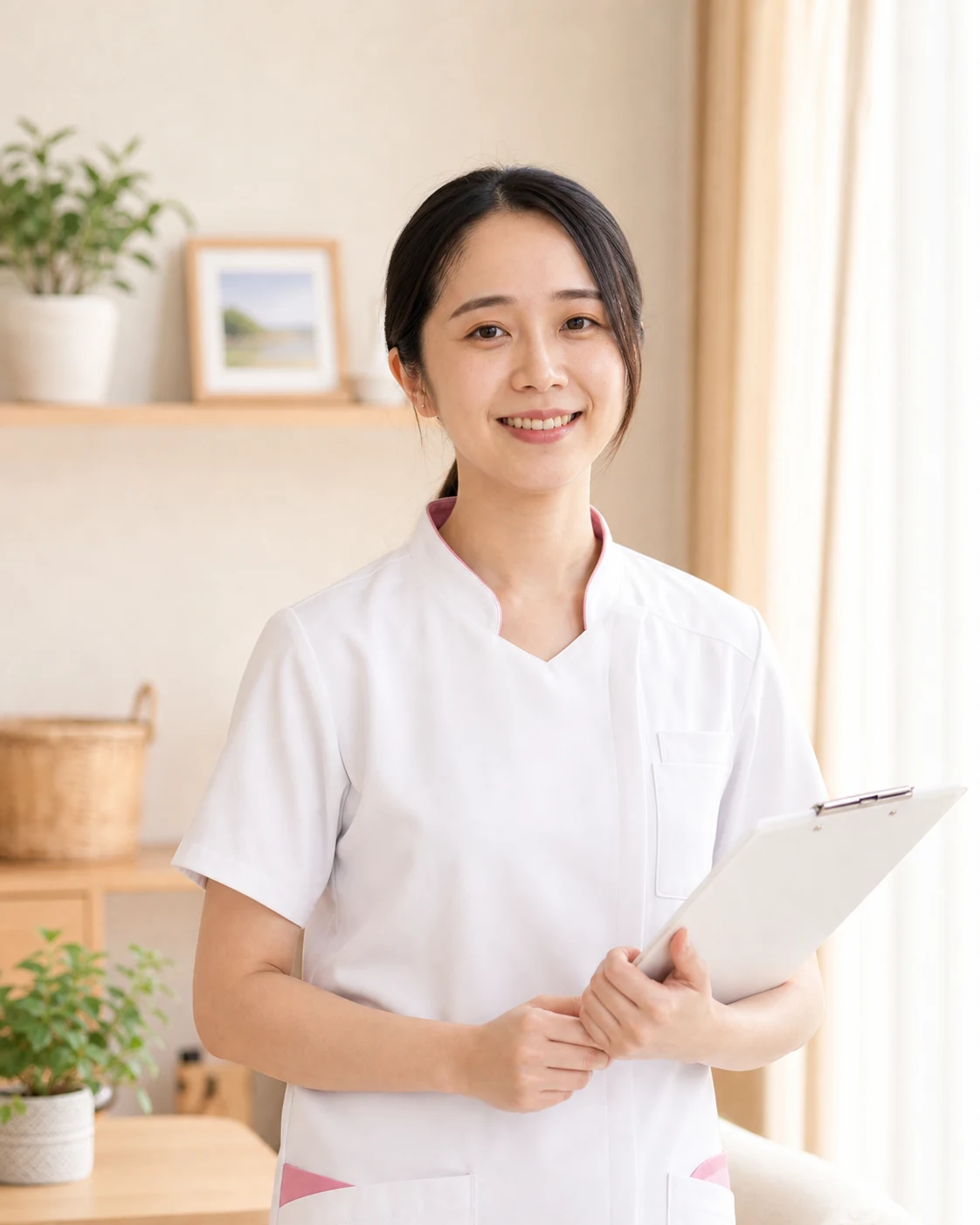 見学や相談に対応する女性スタッフ
