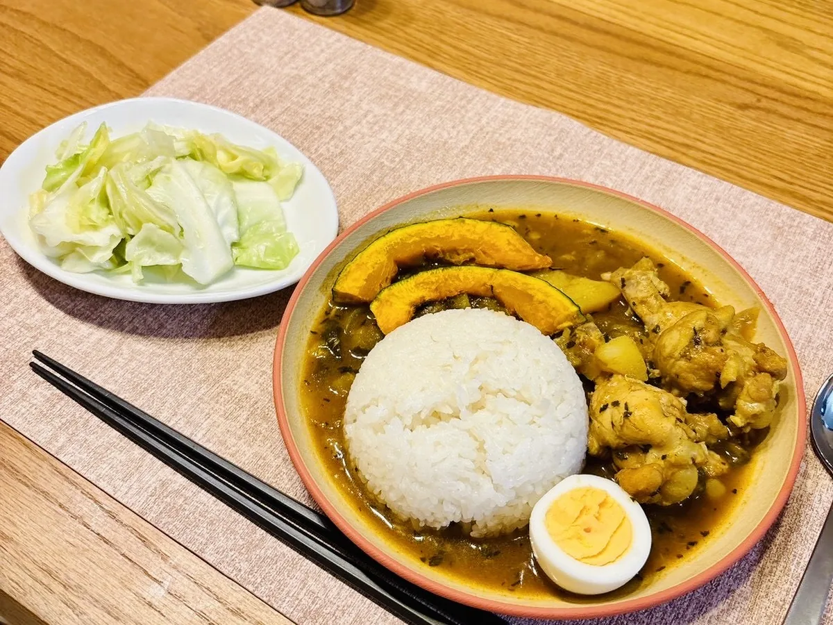 かぼちゃと鶏肉の手作りスパイスカレー
